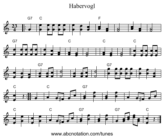 Habervogl - staff notation