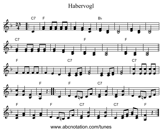 Habervogl - staff notation