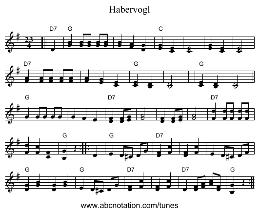 Habervogl - staff notation