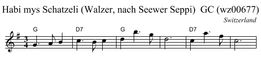 Habi mys Schatzeli (Walzer, nach Seewer Seppi)  GC (wz00677) - staff notation