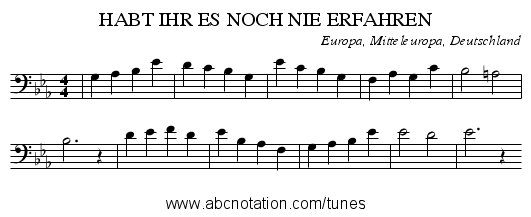 HABT IHR ES NOCH NIE ERFAHREN - staff notation