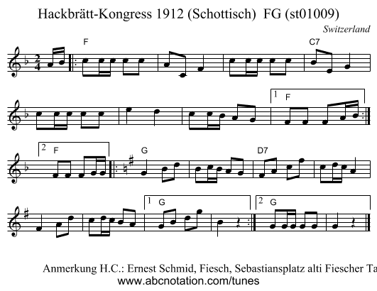 Hackbrätt-Kongress 1912 (Schottisch) FG (st01009) - staff notation