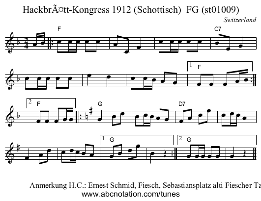 Hackbrätt-Kongress 1912 (Schottisch) FG (st01009) - staff notation