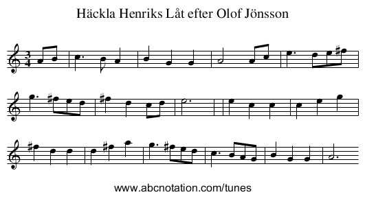 Häckla Henriks Låt efter Olof Jönsson - staff notation