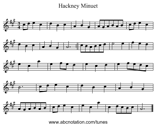 Hackney Minuet - staff notation