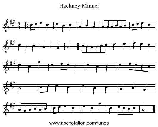 Hackney Minuet - staff notation