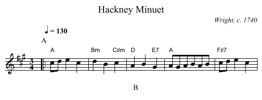 Hackney Minuet - staff notation