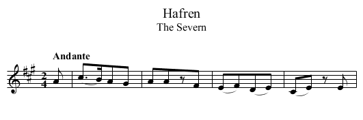 Hafren - staff notation