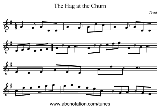 Hag at the Churn, The - staff notation