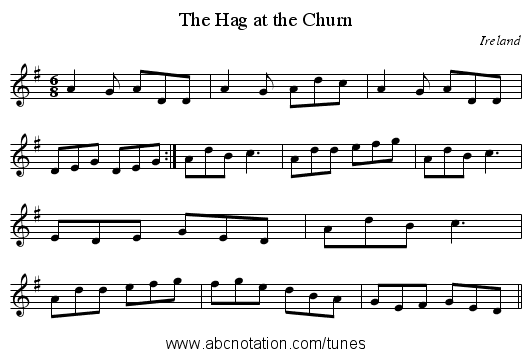 Hag at the Churn, The - staff notation