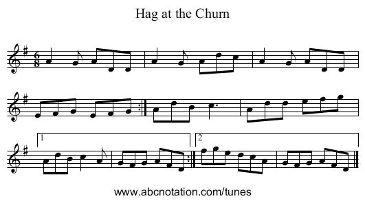 Hag at the Churn - staff notation