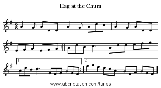 Hag at the Churn - staff notation