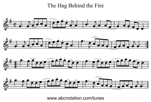 Hag Behind the Fire, The - staff notation