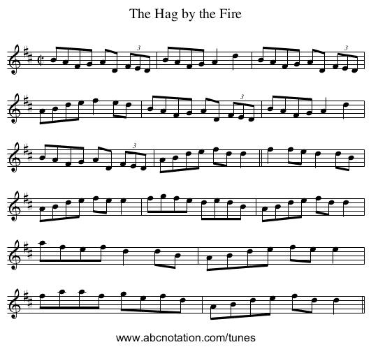 Hag by the Fire, The - staff notation