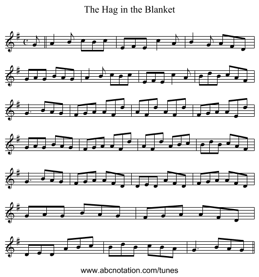 Hag in the Blanket, The - staff notation
