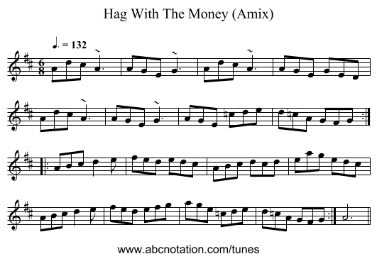 Hag With The Money (Amix) - staff notation