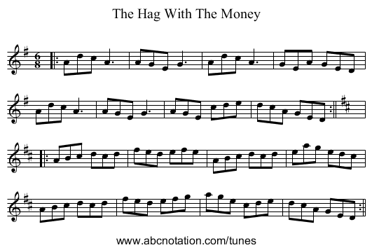 Hag With The Money, The - staff notation