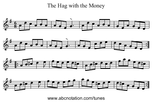 Hag with the Money, The - staff notation