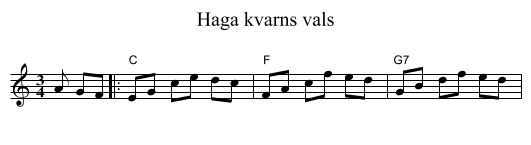 Haga kvarns vals - staff notation