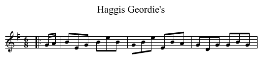 Haggis Geordie's - staff notation