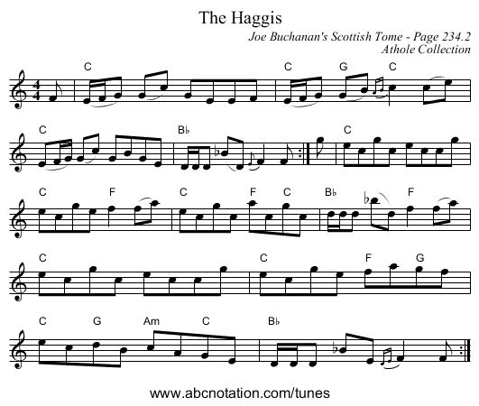 Haggis, The - staff notation