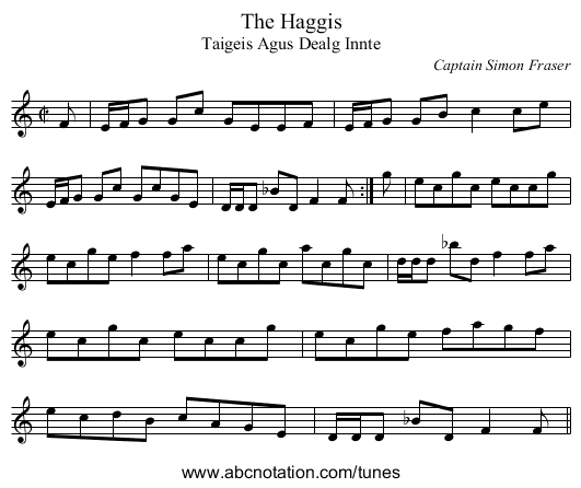 Haggis, The - staff notation