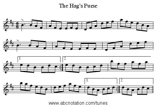 Hag's Purse, The - staff notation