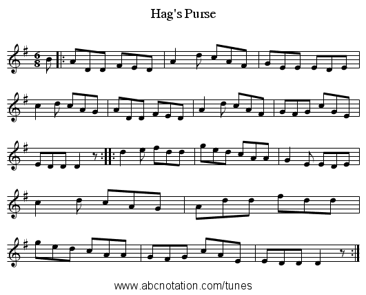 Hag's Purse - staff notation
