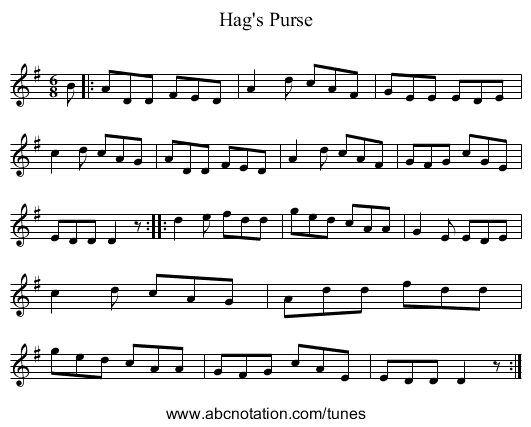 Hag's Purse - staff notation