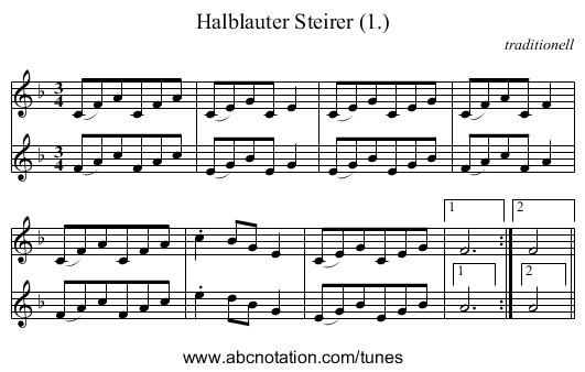 Halblauter Steirer (1.) - staff notation