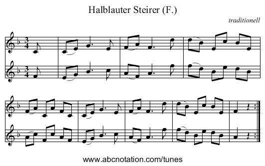 Halblauter Steirer (F.) - staff notation