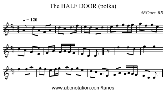 HALF DOOR (polka), The - staff notation