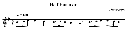 Half Hannikin - staff notation