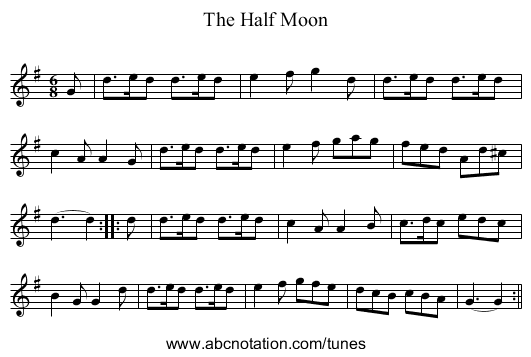 Half Moon, The - staff notation