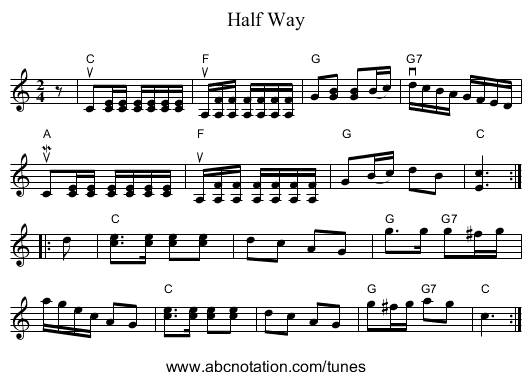 Half Way - staff notation