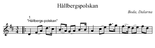 Hållbergspolskan - staff notation