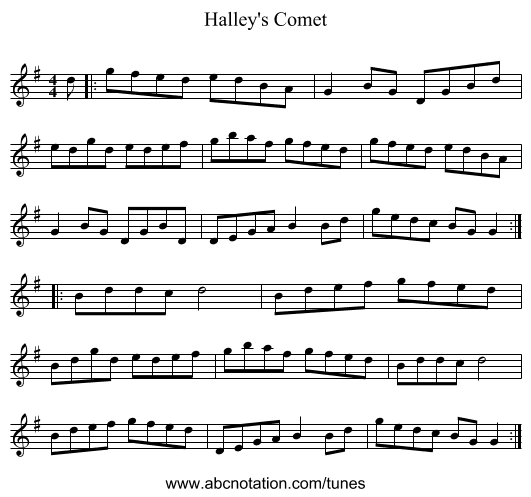 Halley's Comet - staff notation