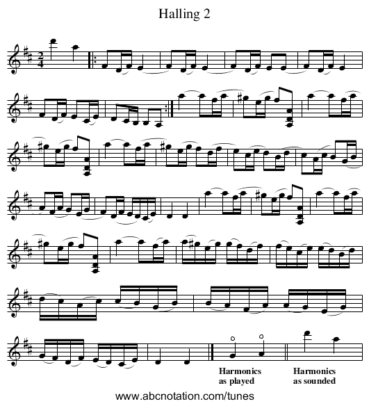 Halling 2 - staff notation