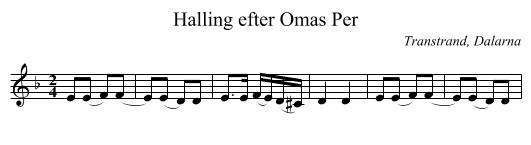 Halling efter Omas Per - staff notation