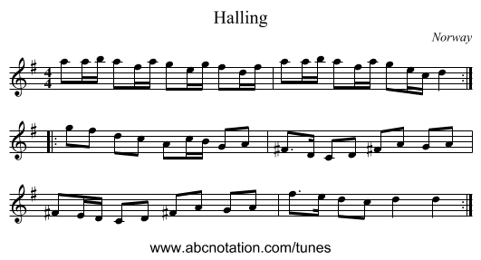 Halling - staff notation