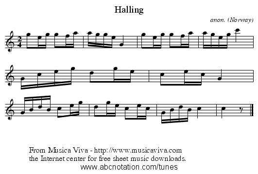 Halling - staff notation