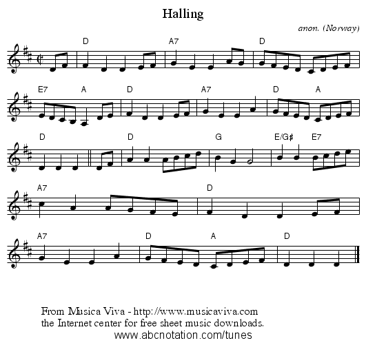 Halling - staff notation