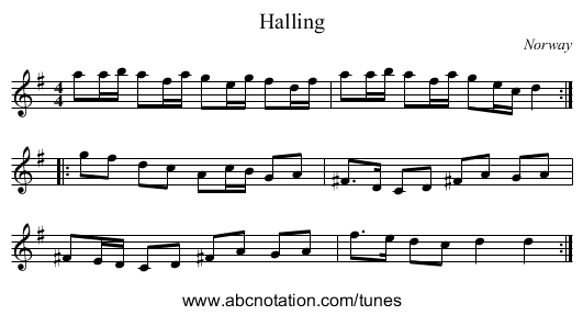 Halling - staff notation