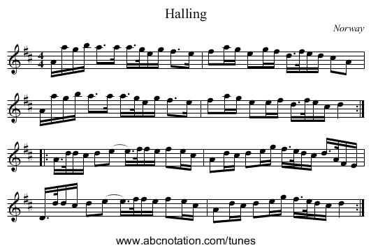 Halling - staff notation