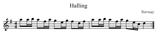 Halling - staff notation