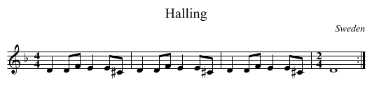 Halling - staff notation