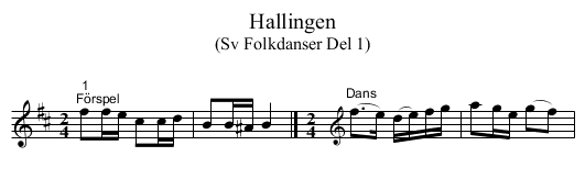 Hallingen - staff notation