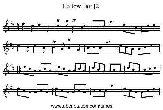 Hallow Fair [2] - staff notation