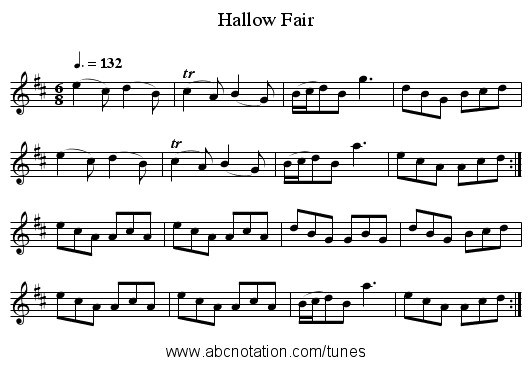 Hallow Fair - staff notation