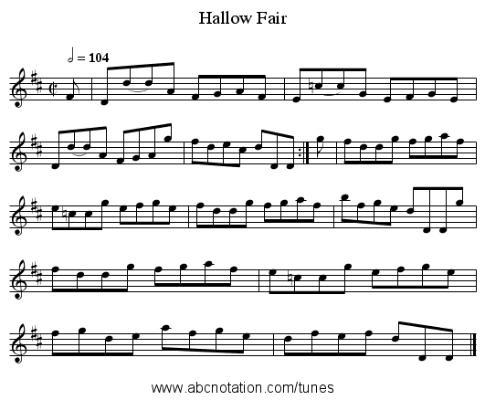Hallow Fair - staff notation